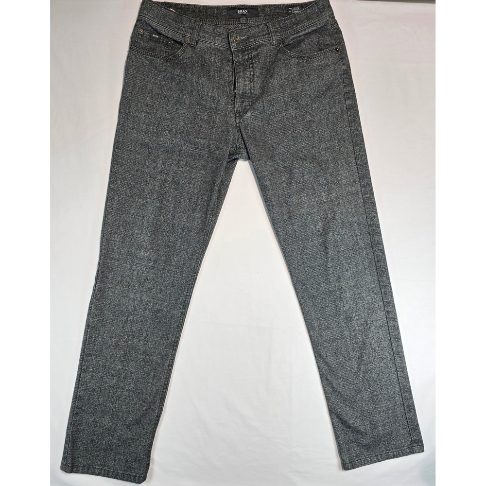 Brax Cooper Fancy Mens Grey Textured Regular Fit Pants 34x32 87-1327/05